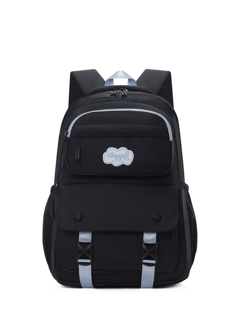 وينر حقيبة ظهر كلاسيكية سوداء للأطفال، حقيبة ظهر بحزام كتف قابل للتعديل، حقيبة ظهر طلابية جمالية بسيطة، حقيبة ظهر متعددة الجيوب، حقيبة ظهر خفيفة الوزن، حقيبة ظهر مريحة، حقيبة ظهر طلابية عصرية. - Image 1