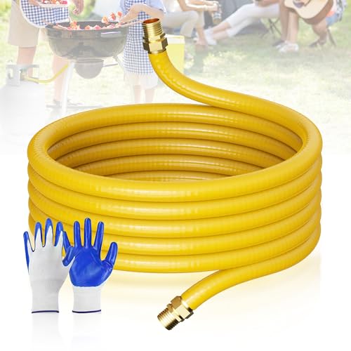 Vruelia CSST Gas Line 37Ft 12 Professional Underground Flexible Gas Line with 2 Brass NPT Fittings Gloves ContractorGrated Stainless Steel Propane Hose for Grill Heater RV Conversion - Image 1