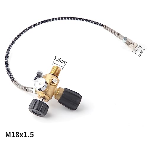 Owfeel M18x15 DIN Valve Scuba Adapter with Gauge 4500Psi300Bar High Pressure Compressor Pcp Paintball Filling Station24 inch Soft Hose Pcp Charging Valve for Air Tank PCP Air Rifle Paintball - Image 3