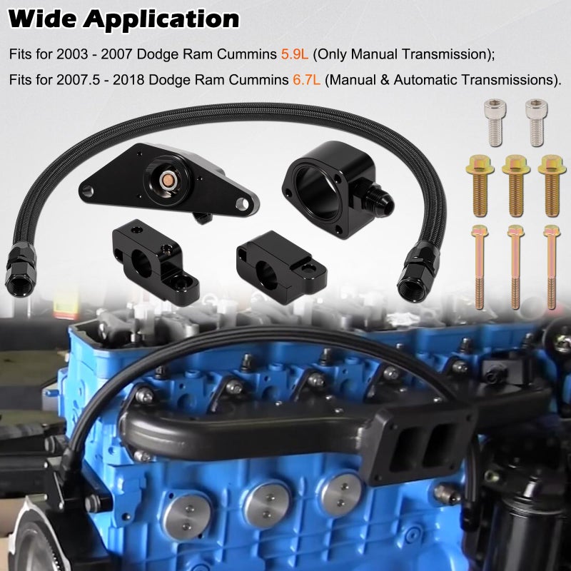 Bonbo Coolant Bypass Kit with Nylon Braided Hose Perfectly Compatible with 2007.5-2018 Dodge Ram 6.7L Cummins Diesel Engines - Image 2