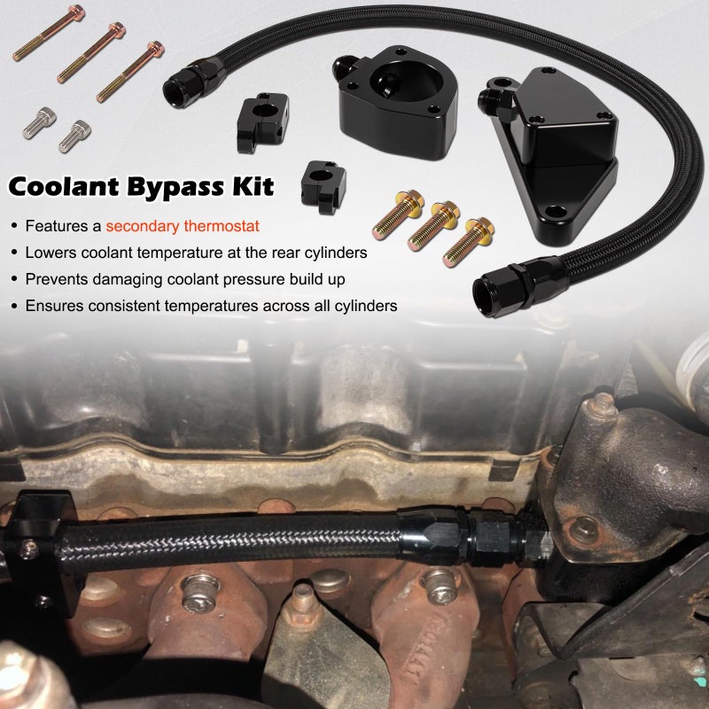 Bonbo Coolant Bypass Kit with Nylon Braided Hose Perfectly Compatible with 2007.5-2018 Dodge Ram 6.7L Cummins Diesel Engines - Image 3