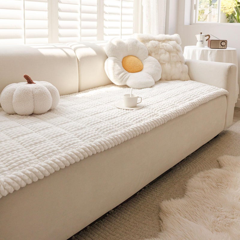 Disayu Couch Cover for Dogs Washable, Non-Slip Pet Couch Covers for Sofa, Fuzzy Dog Couch Cover Blanket for Furniture Protector (White, 27.6" x 59"/70 x 150cm) - Image 1