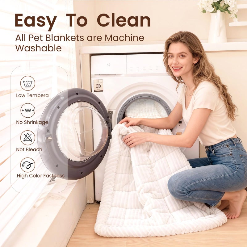 Disayu Couch Cover for Dogs Washable, Non-Slip Pet Couch Covers for Sofa, Fuzzy Dog Couch Cover Blanket for Furniture Protector (White, 27.6" x 59"/70 x 150cm) - Image 5