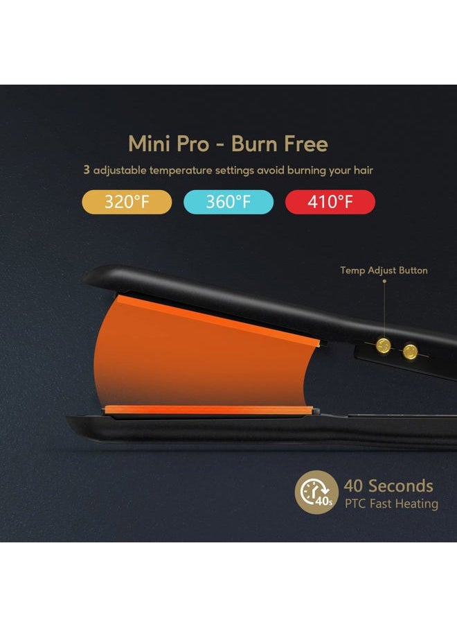 Terviiix Mini Flat Iron for Short Hair Temperature Adjustable, 1/2 Inch Mini Small Portable Ceramic Travel Hair Straightener for Men, Black  - Image 3