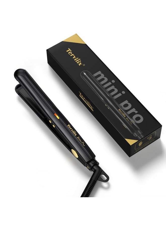 Terviiix Mini Flat Iron for Short Hair Temperature Adjustable, 1/2 Inch Mini Small Portable Ceramic Travel Hair Straightener for Men, Black  - Image 1