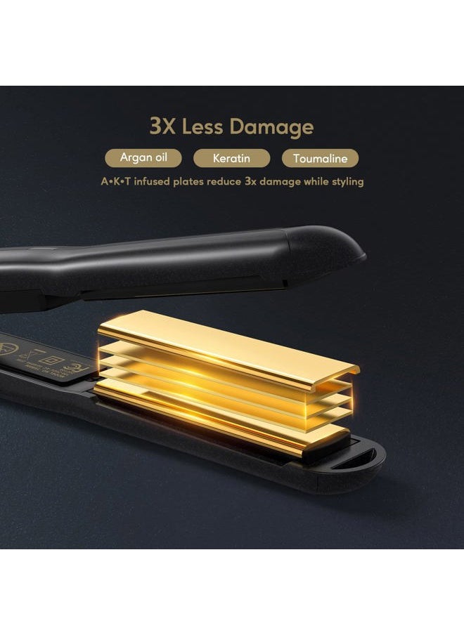 Terviiix Mini Flat Iron for Short Hair Temperature Adjustable, 1/2 Inch Mini Small Portable Ceramic Travel Hair Straightener for Men, Black  - Image 5