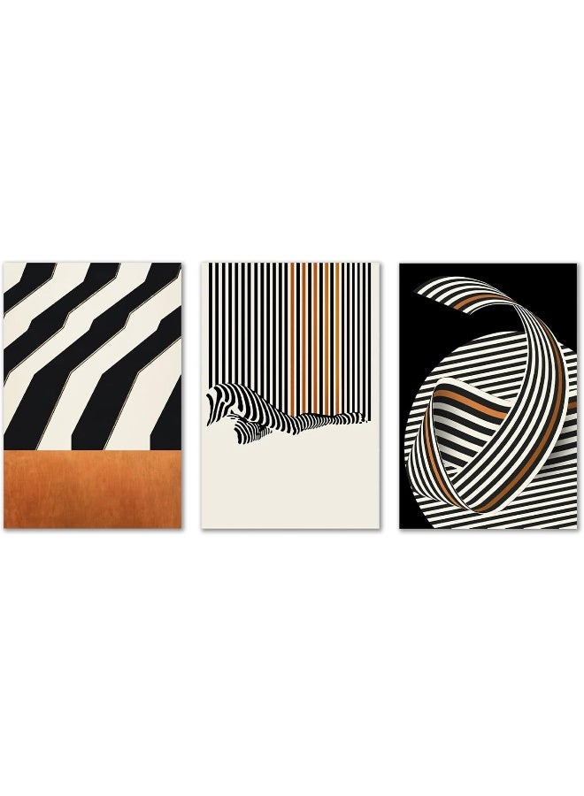 Home Trove Line Picture Orange Abstract Canvas Art Prints Black And White Minimalist Line Wall Art  - Image 2