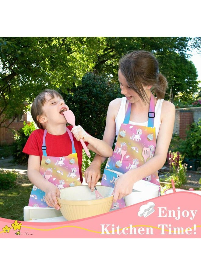 Deabolar Kids Aprons for Girls Toddler Aprons with Pockets for Kids Cooking Baking Painting Crafting Art Gardening Adjustable - Image 4