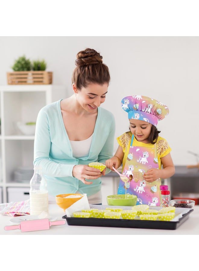 Deabolar Kids Aprons for Girls Toddler Aprons with Pockets for Kids Cooking Baking Painting Crafting Art Gardening Adjustable - Image 2