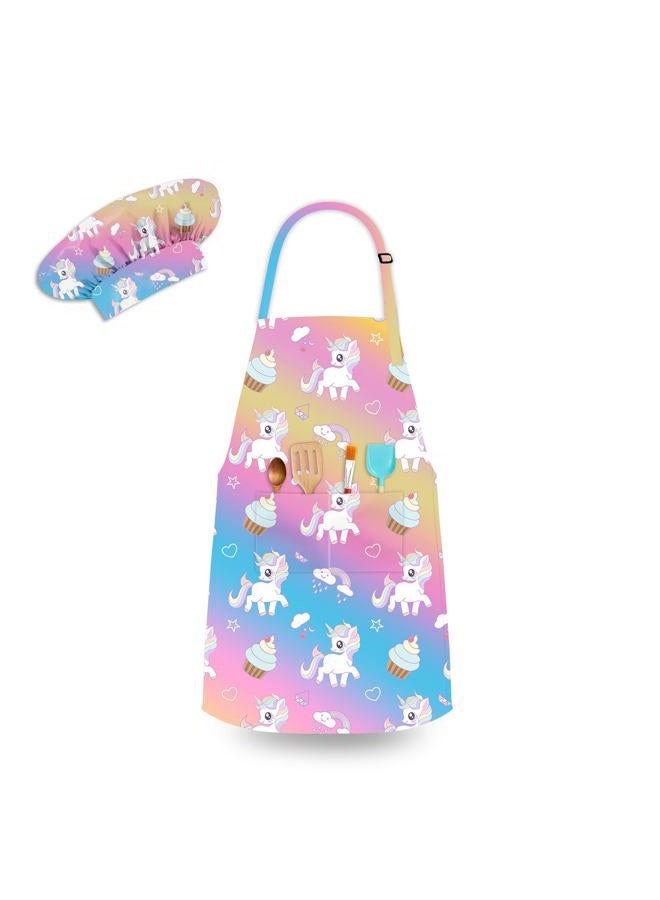 Deabolar Kids Aprons for Girls Toddler Aprons with Pockets for Kids Cooking Baking Painting Crafting Art Gardening Adjustable - Image 1