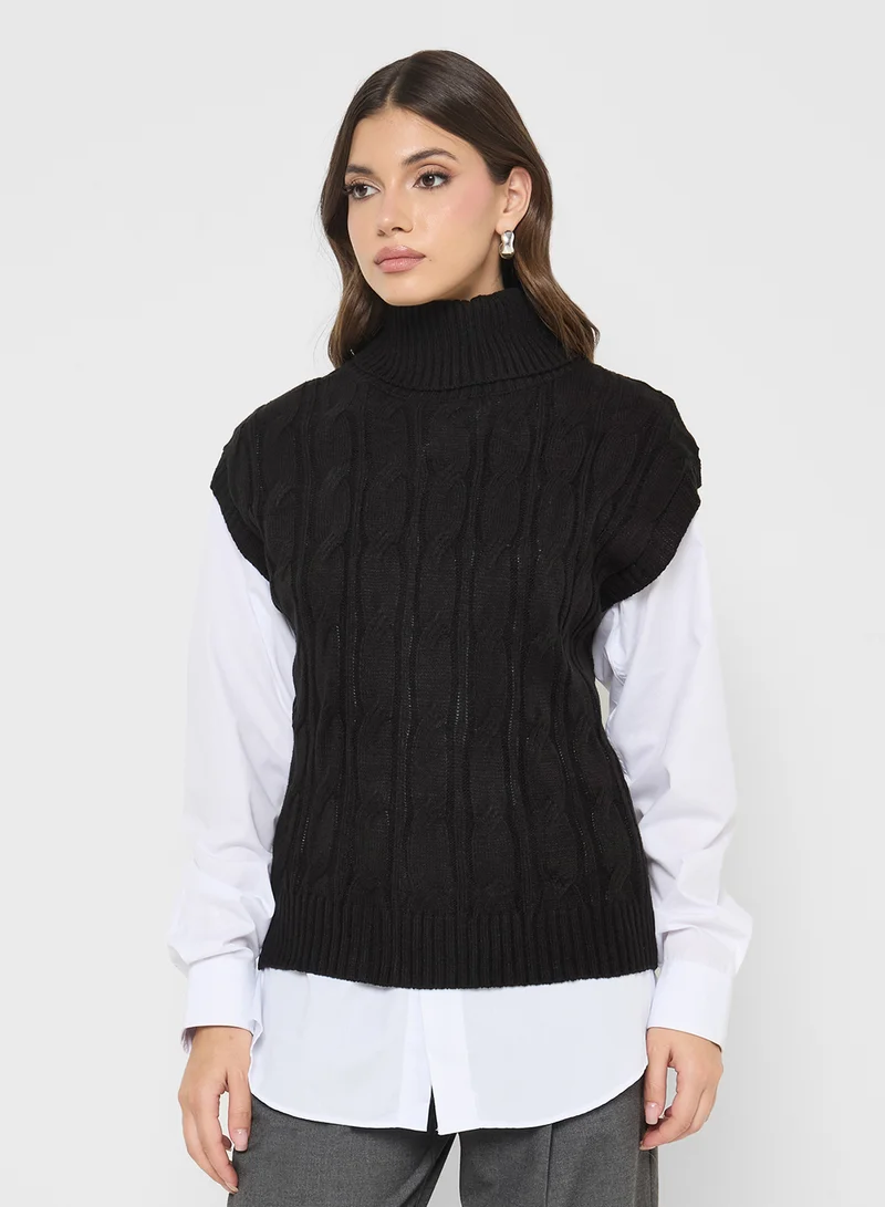 ايلا High Neck Chunky Sweater