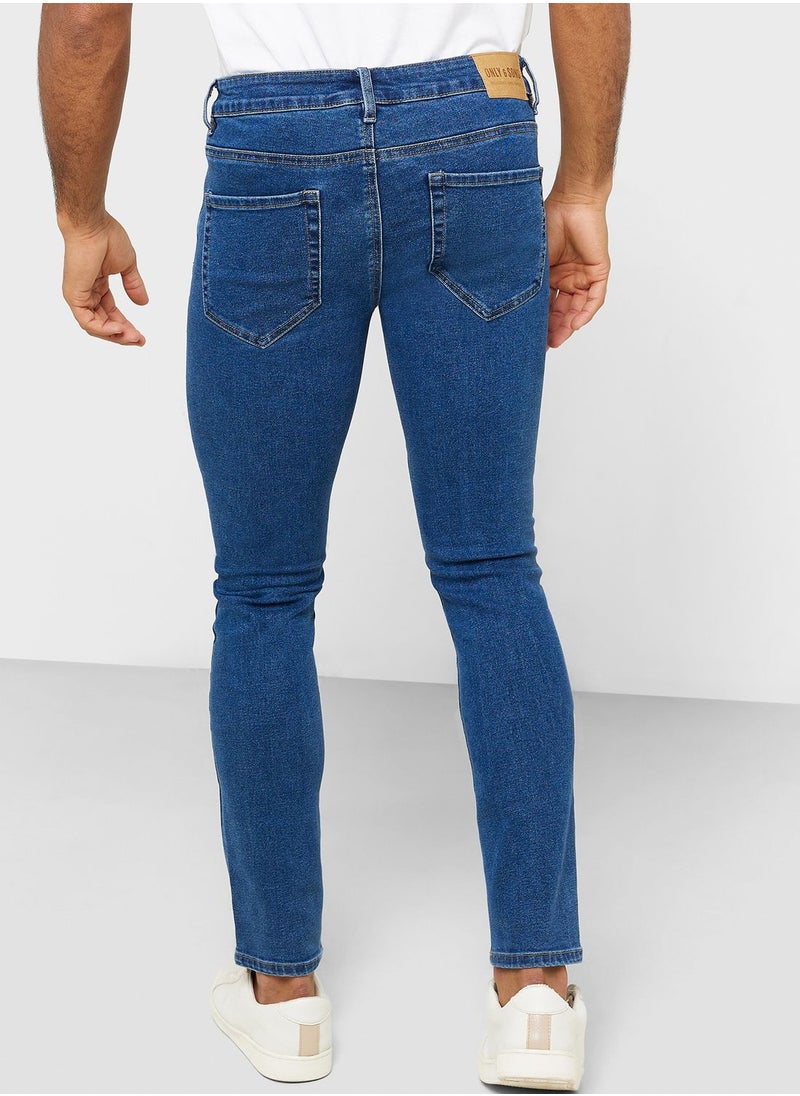 Only & Sons - Mid Wash Slim Fit Jeans - Image 1