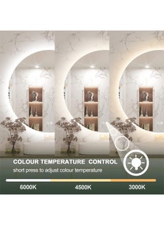 Taimi Frameless Tri-Color Backlit LED Round Mirror 50CM Bathroom Vanity Mirror Dimmable Wall Mounted Makeup Mirror Large Anti-Fog Lighted Makeup Circle Mirror with Memory Function  - Image 4
