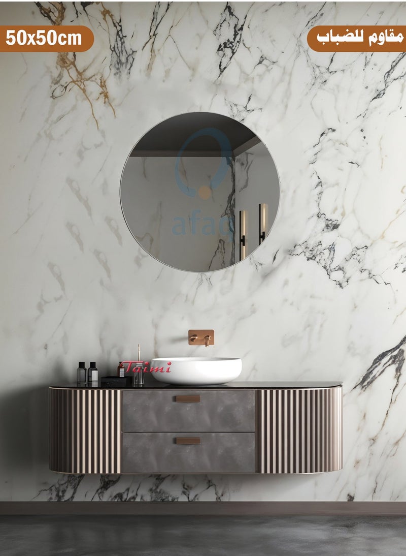 Taimi - Frameless Tri-Color Backlit LED Round Mirror 50CM Bathroom Vanity Mirror Dimmable Wall Mounted Makeup Mirror Large Anti-Fog Lighted Makeup Circle Mirror with Memory Function - Image 1