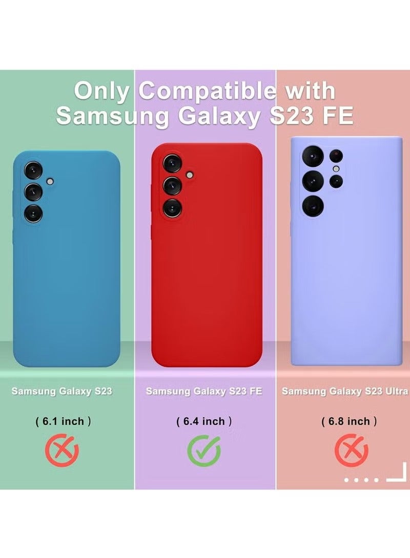 Samsung Galaxy S23 FE Case – Slim Liquid Silicone Shockproof Phone Cover with Soft Microfiber Lining | Includes 1 Tempered Glass Screen Protector | Wireless Charging Compatible | Full Body Anti-Scratch Protection | Lightweight Red Protective Case