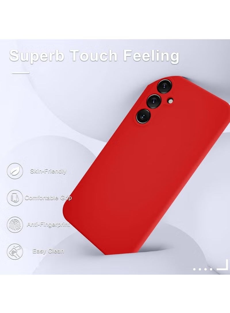 Samsung Galaxy S23 FE Case – Slim Liquid Silicone Shockproof Phone Cover with Soft Microfiber Lining | Includes 1 Tempered Glass Screen Protector | Wireless Charging Compatible | Full Body Anti-Scratch Protection | Lightweight Red Protective Case