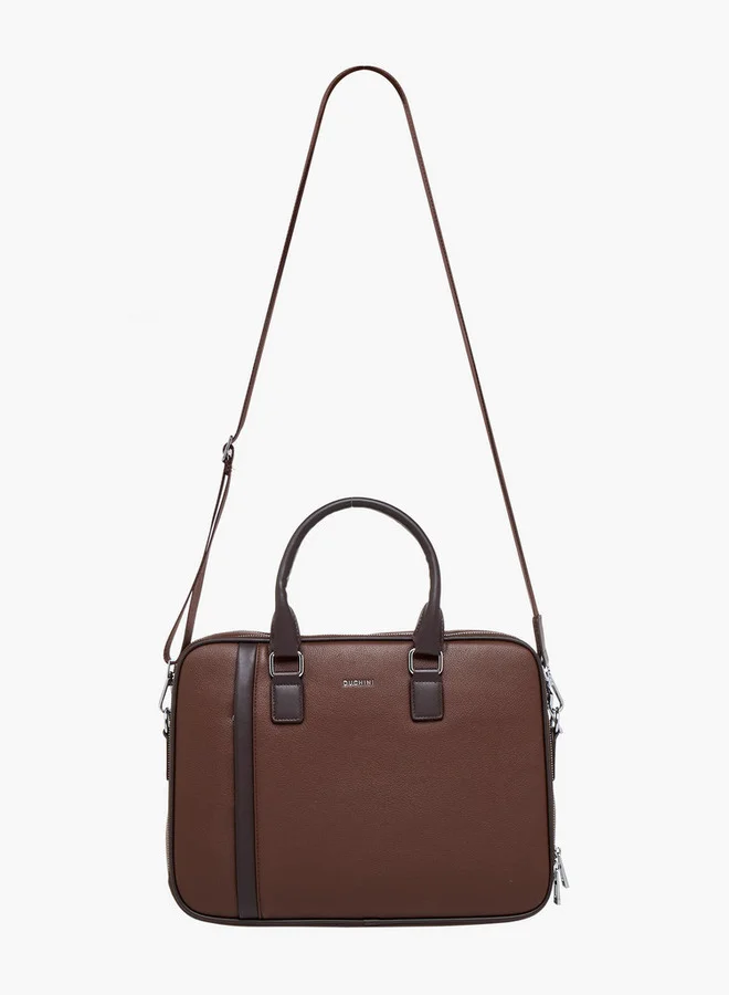 دوتشيني Solid Laptop Bag with Detachable Strap and Zip Closure
