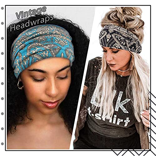 Aceorna Boho Bandeau Headbands Wide Knot Hair Band Stretch Turban Head Wraps Fashion Hair Accessories for Women 3 Pcs (Ornate) - Image 4