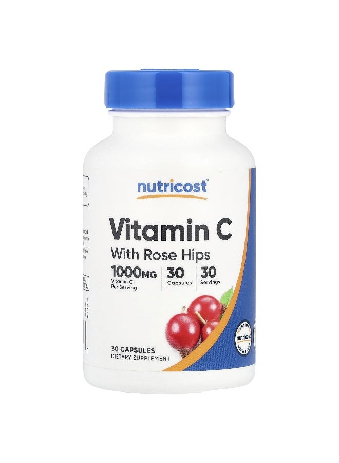 Nutricost, Vitamin C With Rose Hips, 30 Capsules (Packaging may vary) - Image 1