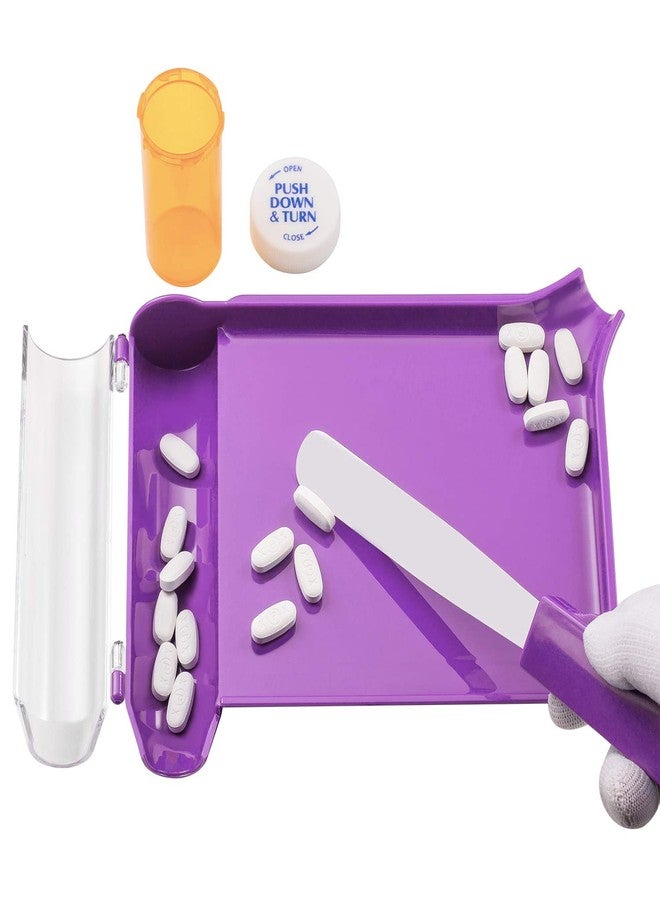 Medarchitect Right Hand Pill Counting Tray with Spatula (Purple) - Image 2