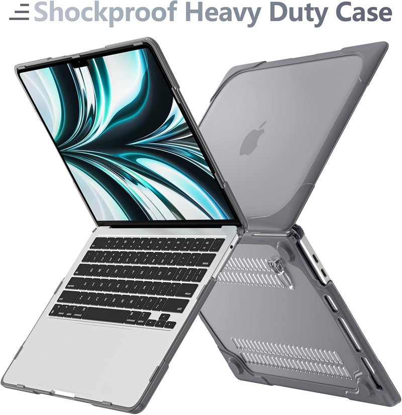 Batianda Heavy Duty Case for MacBook Pro 13 inch 2022 2020 Release A2338 M2 M1 A2289 A2251, Ergonomic Foldable Kickstand (Holds 22lbs) Matte Translucent Shockproof Cover with Spare Parts, Grey - Image 4