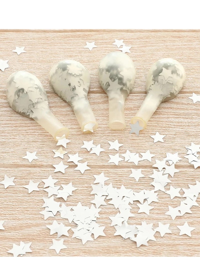 Boxwoods 50 PCS Silver Color Star Shape Confetti Balloons For Birthday Anniversary And New Year Party Decoration  - Image 3
