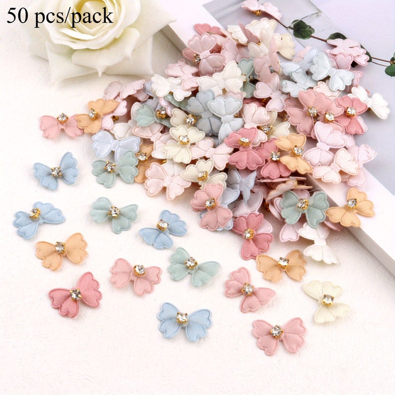 Mix Colors Butterfly Cloth Patches DIY Fabric Decorations For Hair Clothing And Crafts - Image 2