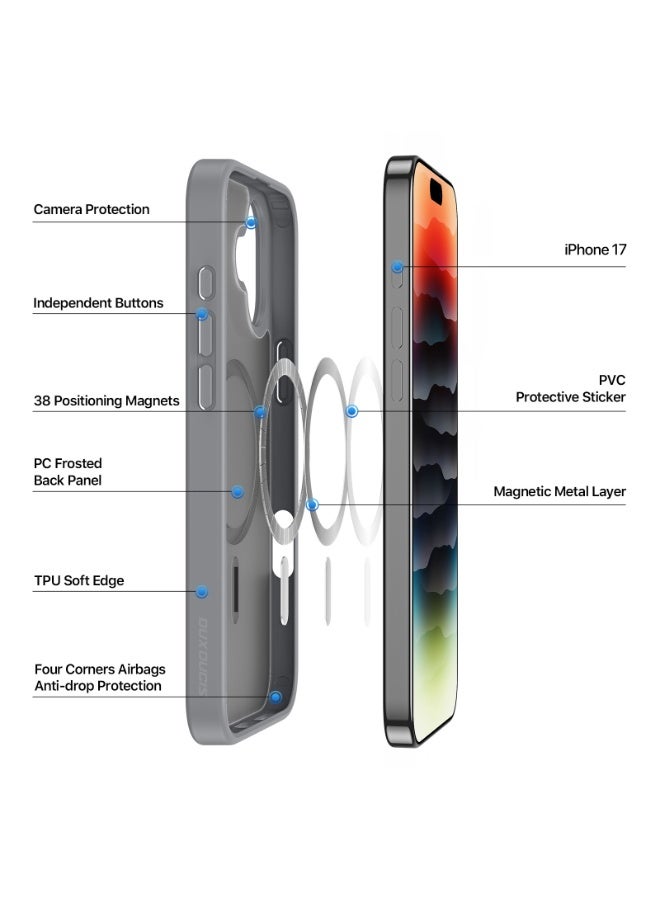 دوكس دوتشيز غلاف مغناطيسي صادم للصدمات لهاتف iPhone 17، متوافق مع MagSafe، مقاوم للعرق وبصمات الأصابع، واقي شفاف. - Image 3