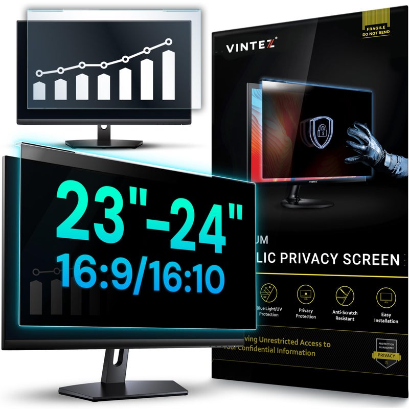 VINTEZ Universal Acrylic 23, 23.6, 23.8, 24 Inch Computer Privacy Screen Filter for Widescreen Computer Monitors - 21.2" x 13.4" (541 x 342 mm) - Monitor Frame Hanging Type - Image 1