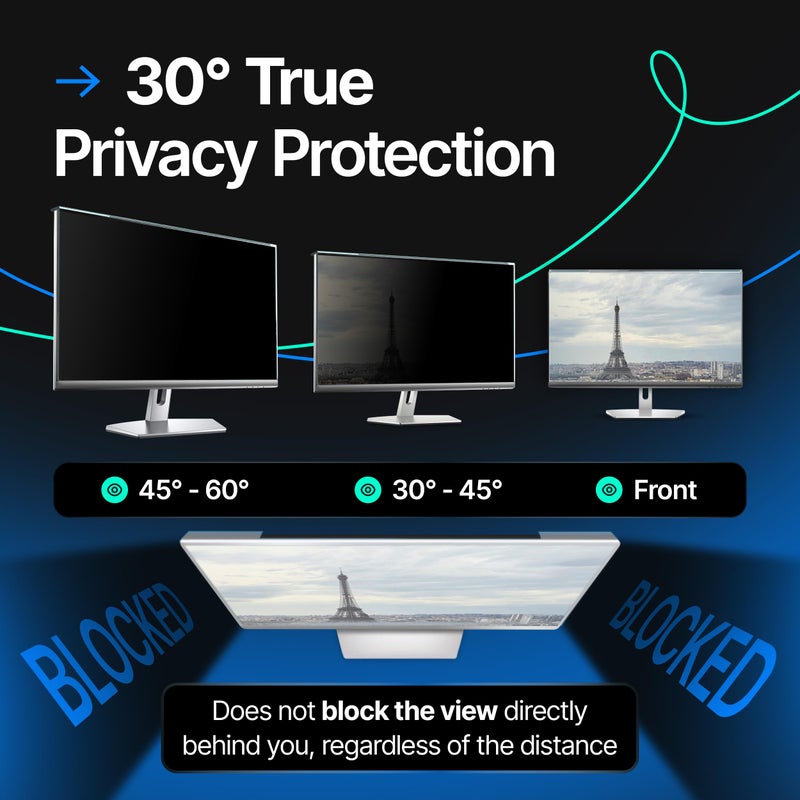 VINTEZ Universal Acrylic 23, 23.6, 23.8, 24 Inch Computer Privacy Screen Filter for Widescreen Computer Monitors - 21.2" x 13.4" (541 x 342 mm) - Monitor Frame Hanging Type - Image 3