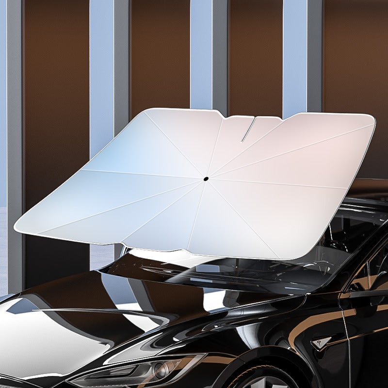 Car Windshield Sun Shade Umbrella with Titanium Silver Coating, UV Protection, Foldable - Image 3