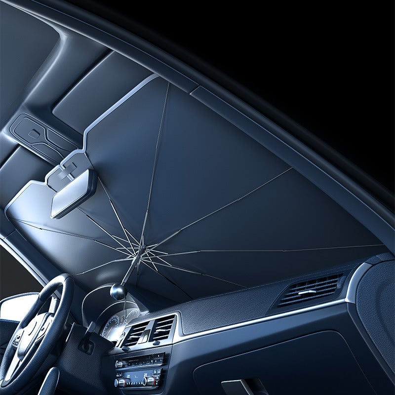 Car Windshield Sun Shade Umbrella with Titanium Silver Coating, UV Protection, Foldable - Image 2