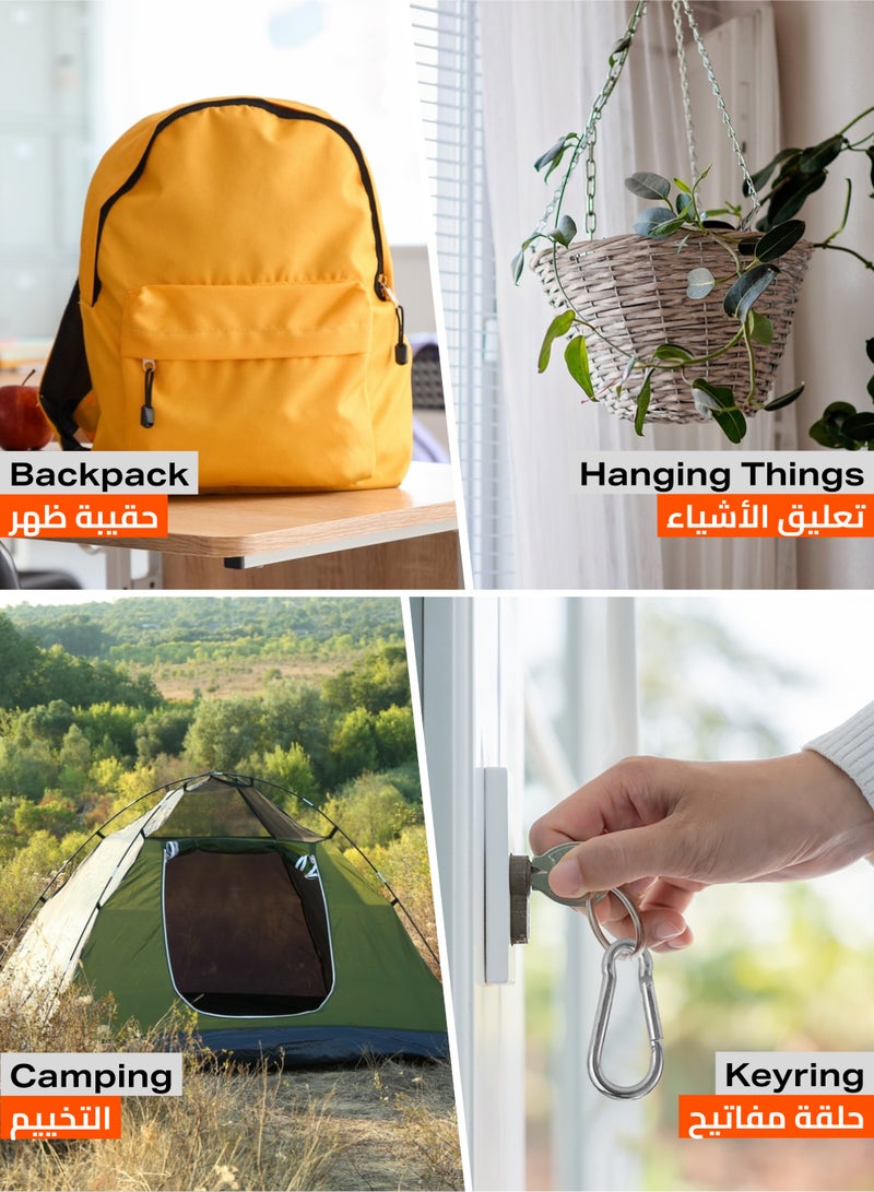 لوازم طقم حلقة تسلق بقفل إطباقي مكون من 4 قطع - 10 × 100مم - مشبك نابضي مقاوم للصدأ مع فتحة واسعة للربط السريع - مناسب للحبال والسلاسل والأدوات والمفاتيح والاستخدام الخارجي والمنزلي - Image 5