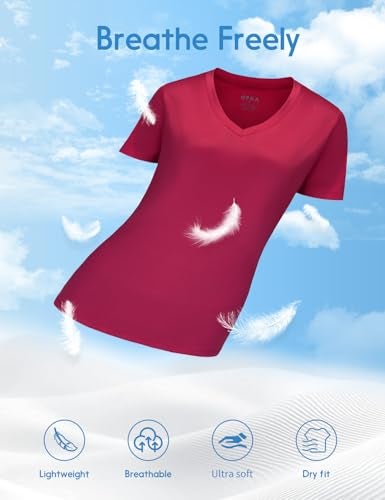 Opna Women's Short Sleeve Moisture Wicking Athletic Shirts Pink Raspberry - Image 4