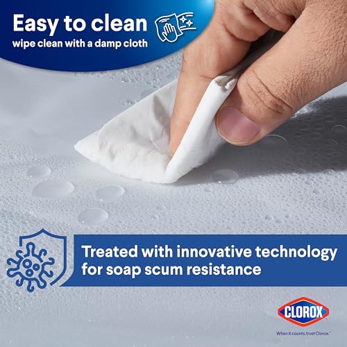 CLOROX Shower Curtain Liner & Hooks, Premium Lightweight Flexible Waterproof 4g PEVA for Bathroom with Weighted Magnets, Standard Size 70" x 72", Frosty 1 Pack - Image 3