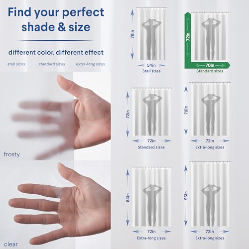CLOROX Shower Curtain Liner & Hooks, Premium Lightweight Flexible Waterproof 4g PEVA for Bathroom with Weighted Magnets, Standard Size 70" x 72", Frosty 1 Pack - Image 4