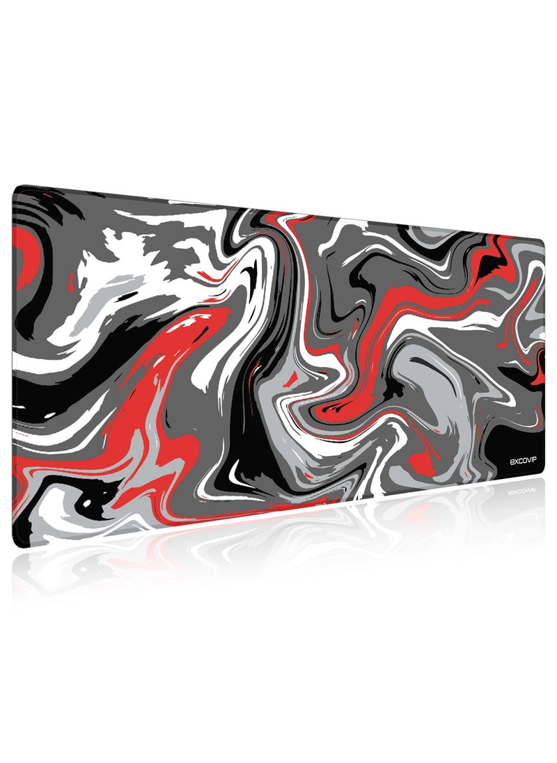 excovip - Large Gaming Mouse Pad,Anti-Skid Mousepad Large Keyboard Mouse Pad Desk Mat with Stitched Edges (700x300mm, Red&Black) 0071 - Image 1