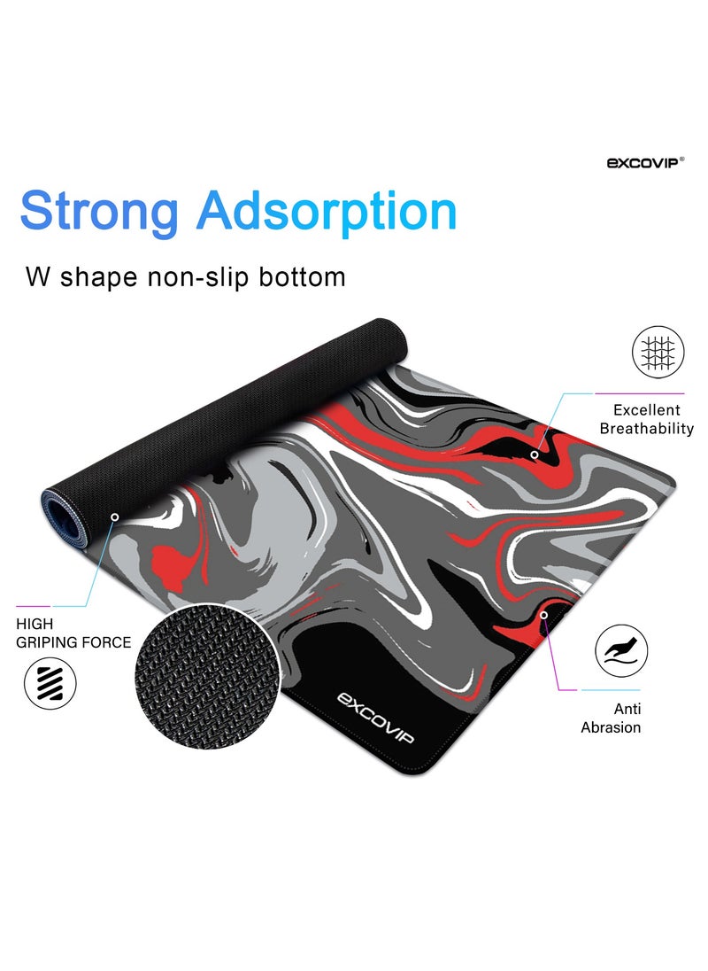 excovip - Large Gaming Mouse Pad,Anti-Skid Mousepad Large Keyboard Mouse Pad Desk Mat with Stitched Edges (700x300mm, Red&Black) 0071 - Image 1