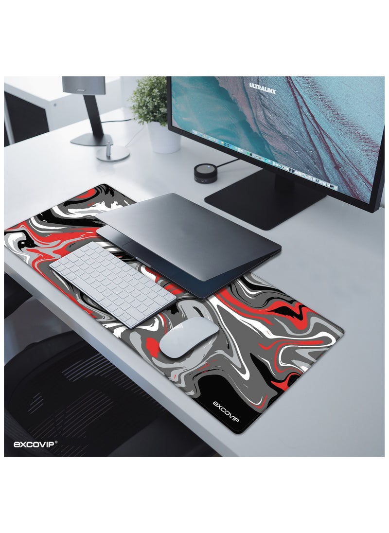 excovip - Large Gaming Mouse Pad,Anti-Skid Mousepad Large Keyboard Mouse Pad Desk Mat with Stitched Edges (700x300mm, Red&Black) 0071 - Image 1