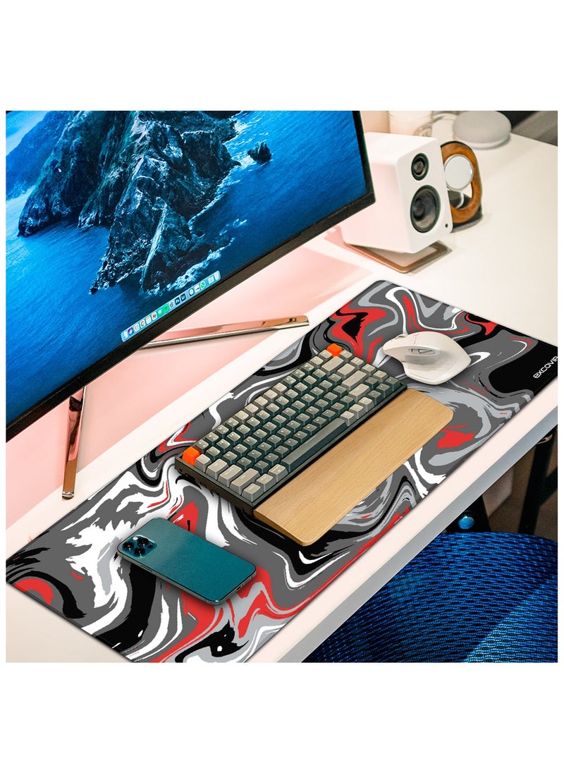 excovip - Large Gaming Mouse Pad,Anti-Skid Mousepad Large Keyboard Mouse Pad Desk Mat with Stitched Edges (700x300mm, Red&Black) 0071 - Image 1
