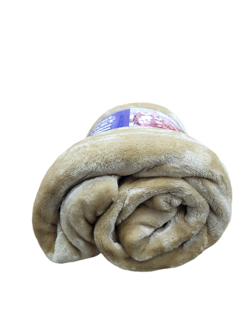 بالتيك لينين Fleece Blanket 160X220Cm Soft-Fluffy Blanket-Warm For Sofa And Bed-Easy To Carry-Camel Colour  - Image 2