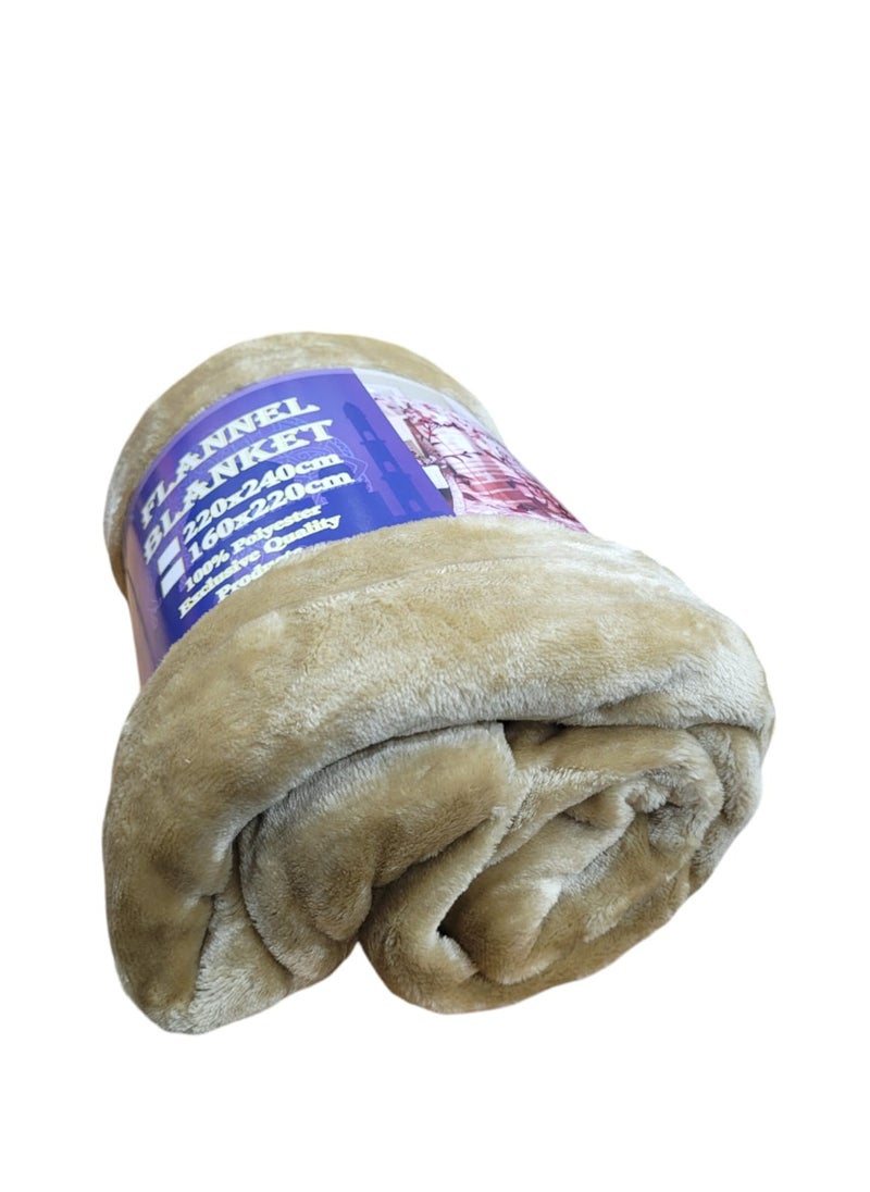 بالتيك لينين Fleece Blanket 160X220Cm Soft-Fluffy Blanket-Warm For Sofa And Bed-Easy To Carry-Camel Colour  - Image 3