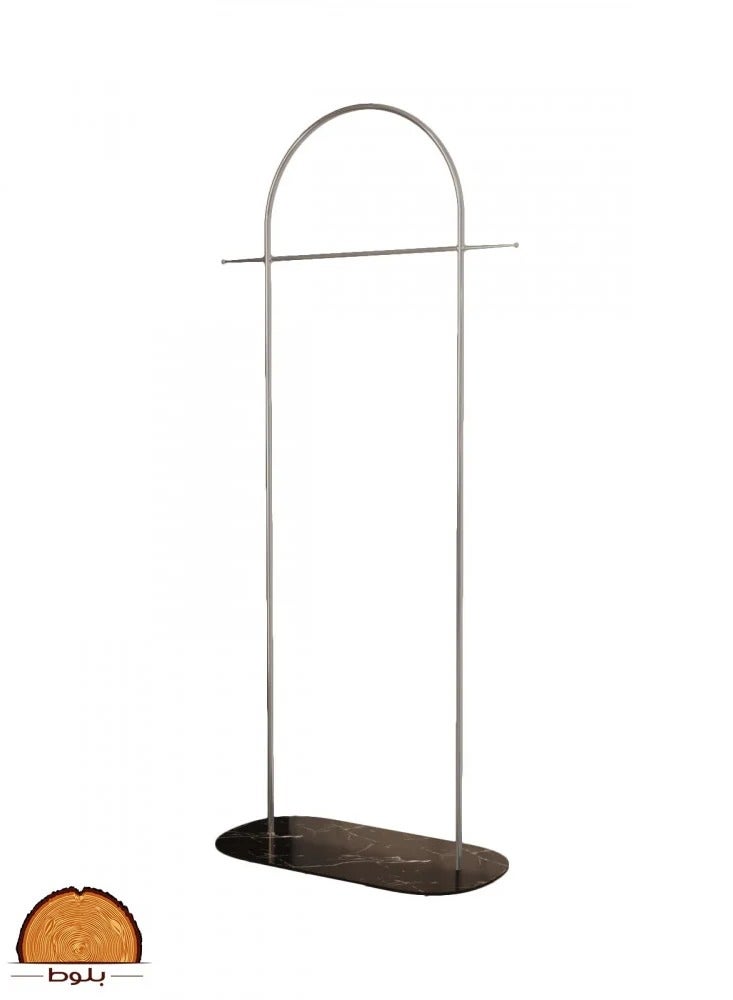 bilutih Metal clothes hanger organizer and silver clothes rack with a black marble-patterned wood base. For hanging clothes, hats, and bags. - Image 2