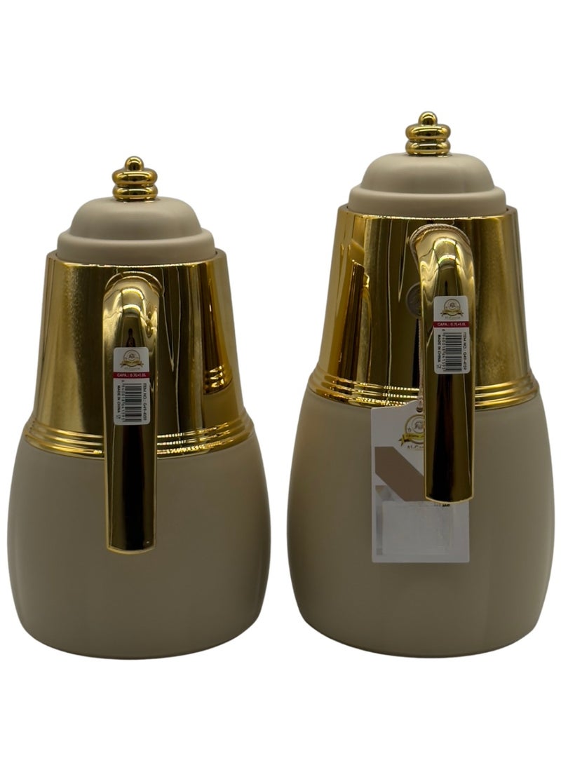 AL-GANNAS 2 Peice Thermos Set for Tea & Coffee | 1L & 0.7L | High-Quality with 2-Year Heat Retention Warranty | Elegant New Design - Image 2