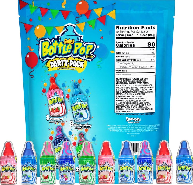 Baby Bottle Pop Halloween Candy Variety Pack - 10 Count Bulk Lollipops with Dipping Powder - Image 2