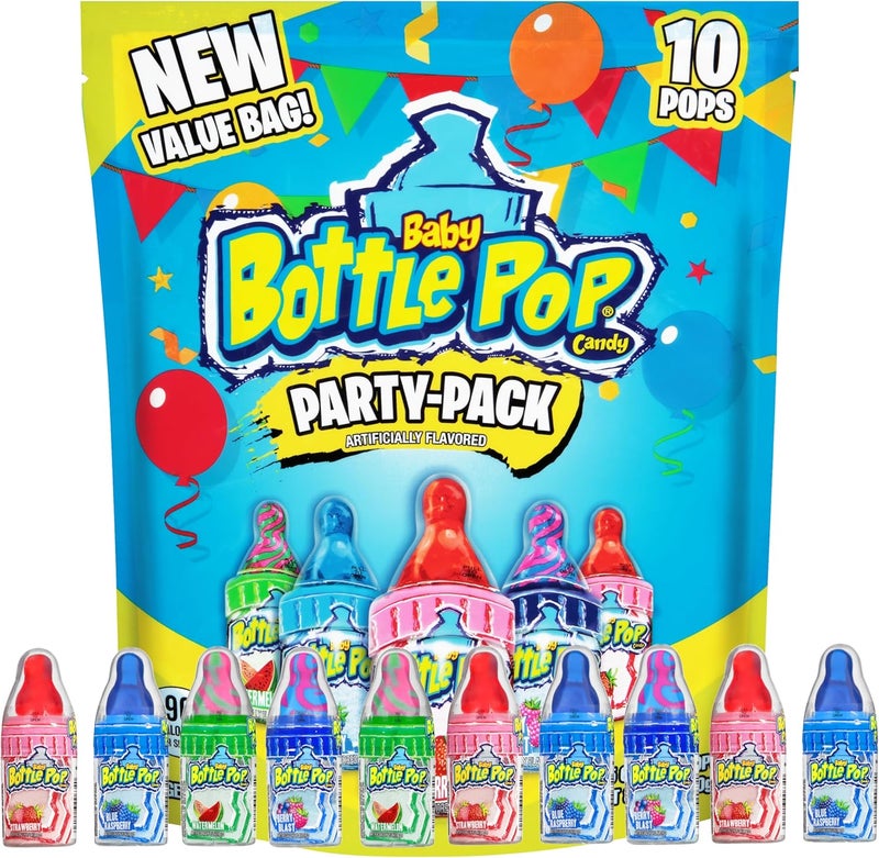 Baby Bottle Pop Halloween Candy Variety Pack - 10 Count Bulk Lollipops with Dipping Powder - Image 1