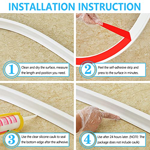 AxPower New Collapsible 67 Inch Shower Threshold Water Dam Collapsible Bath Shower Barrier Water Stopper Retention System Dry and Wet Separation for Bathroom Kitchen and More (5.6ft) - Image 4