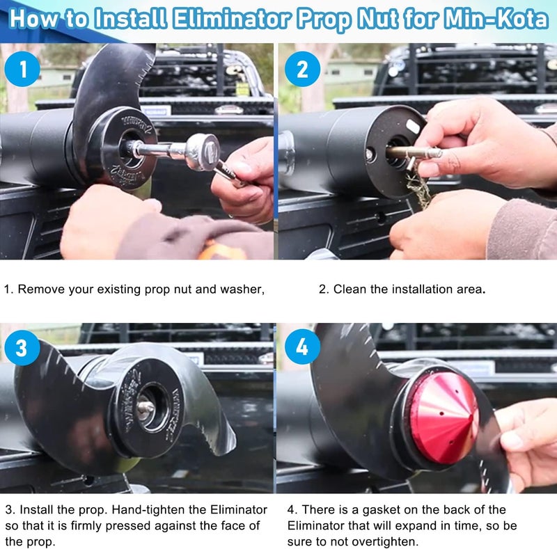 Camoo Eliminator Trolling Motor Prop Nut Billet Aluminum Custom Fit For MinnKota 80, 101 and 112 lb Models (GFEL-MK-BK-DP). - Image 3