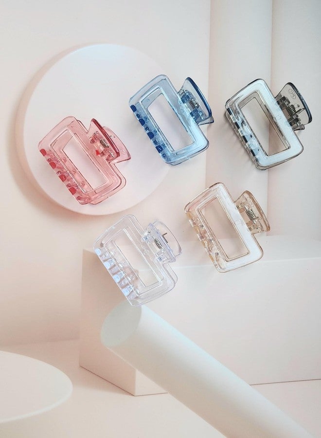 RHOSYN HAIR ACCESSORIES Korean Fashion Crystal Hair Claw Clips Strong Hold Clutchers for Thick & Thin Hairs Juda Bun Styling Hair Accessories for Women & Girls (Pack of 5) (Multicolor) - Image 1