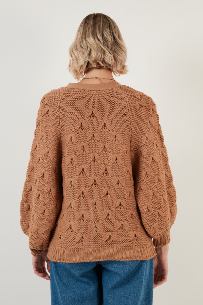 Lela V Neck Buttoned Knitted Sweater Women's Cardigan 6310007 - Image 5